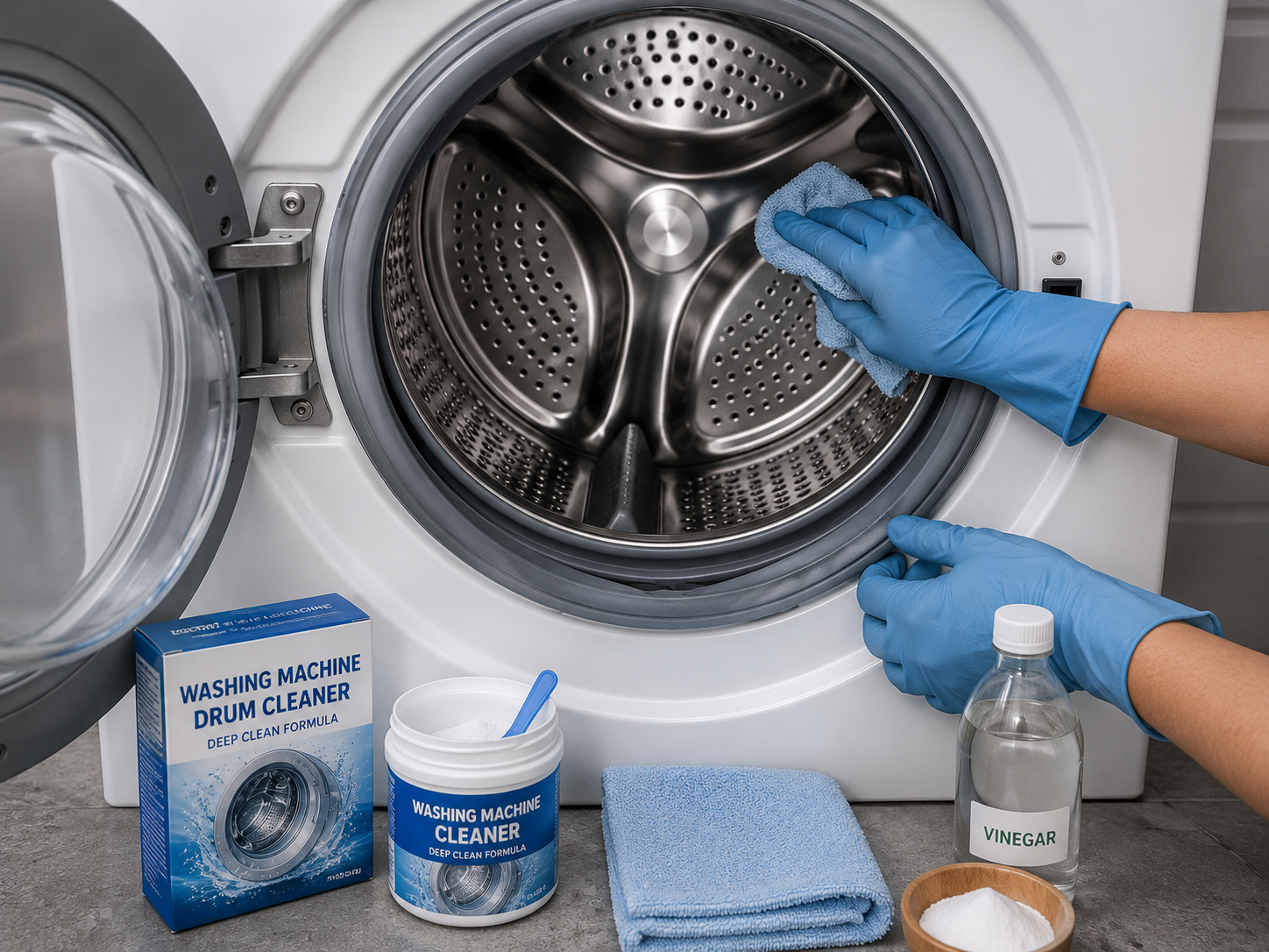 Washing machine drum cleaning